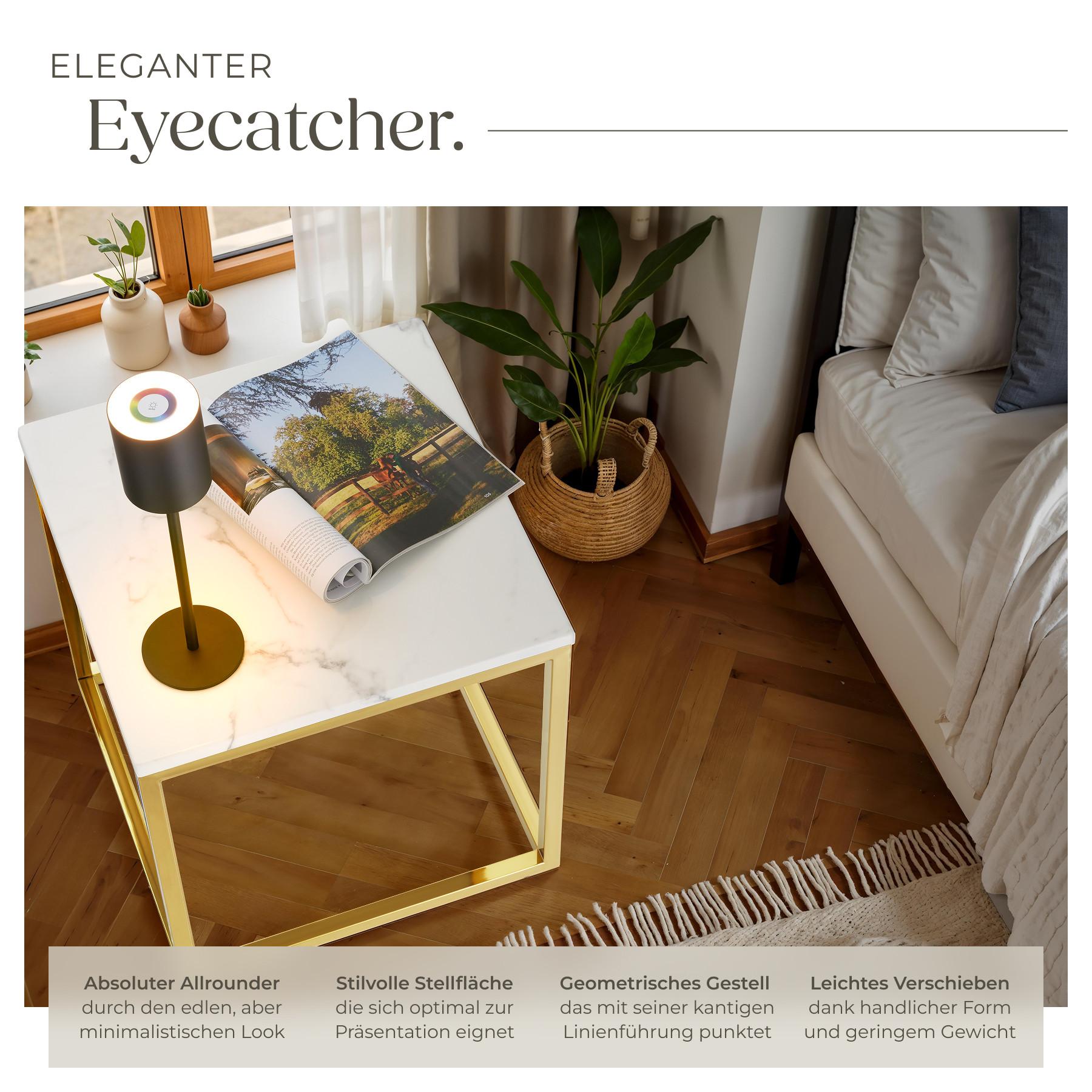 Tectake Marmor-Beistelltisch Alysia quadratisch Marmorplatte  