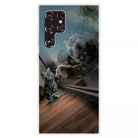 Cover-Discount  Galaxy S22 Ultra - Custodia in gomma siliconica gatto 