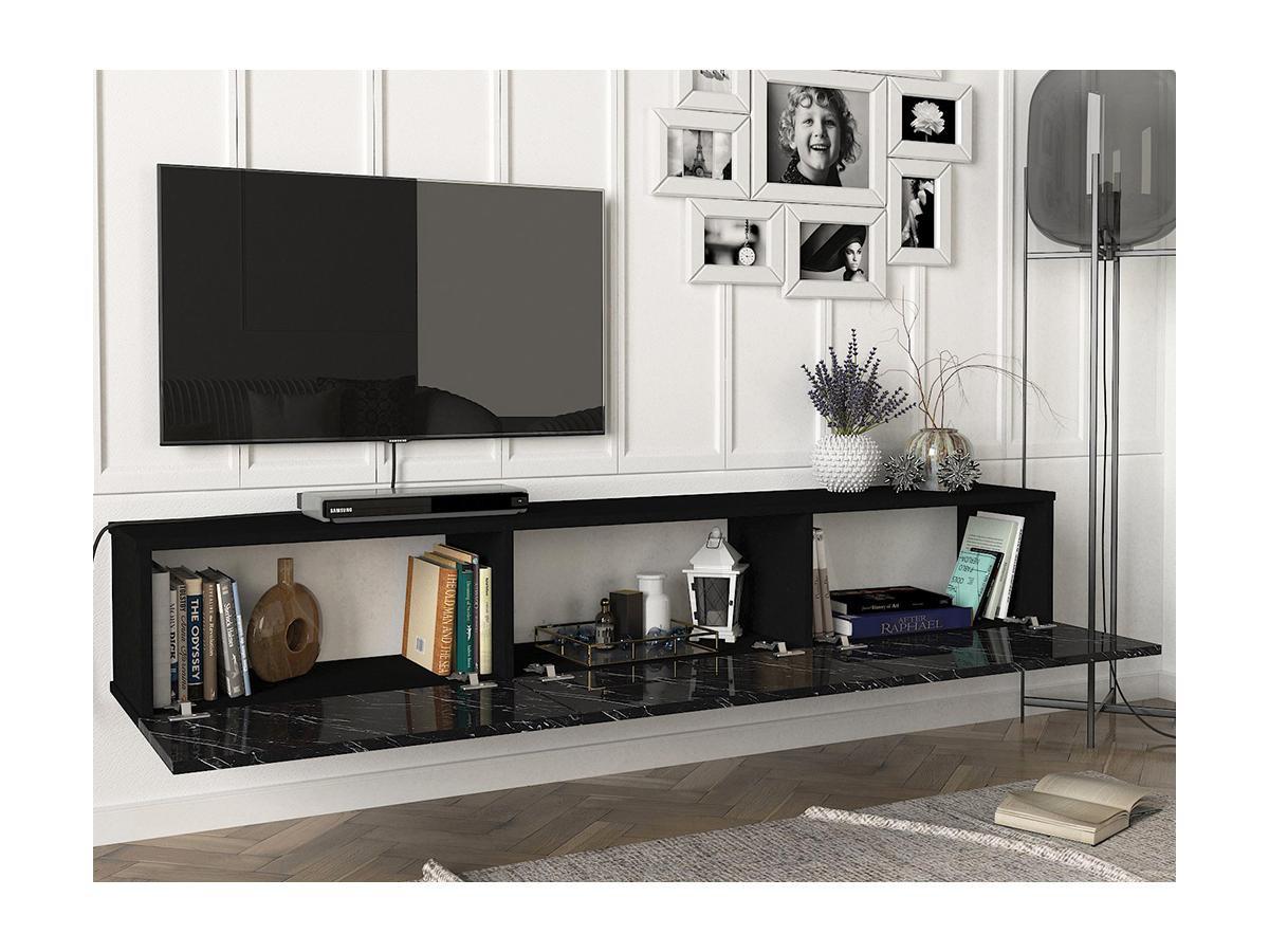 Vente-unique TV-Hängemöbel mit 3 Türen - Marmor-Optik - VIKILA  