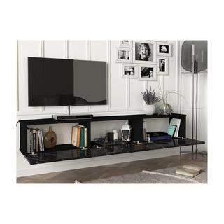 Vente-unique Mobile TV sospeso con 3 ante Effetto marmo Nero - VIKILA  