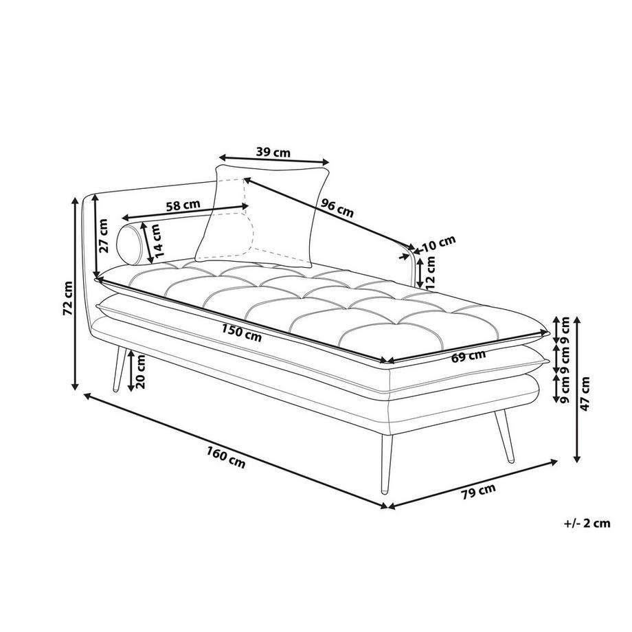 Beliani Chaise longue côté gauche en Tissu Glamour GONESSE  