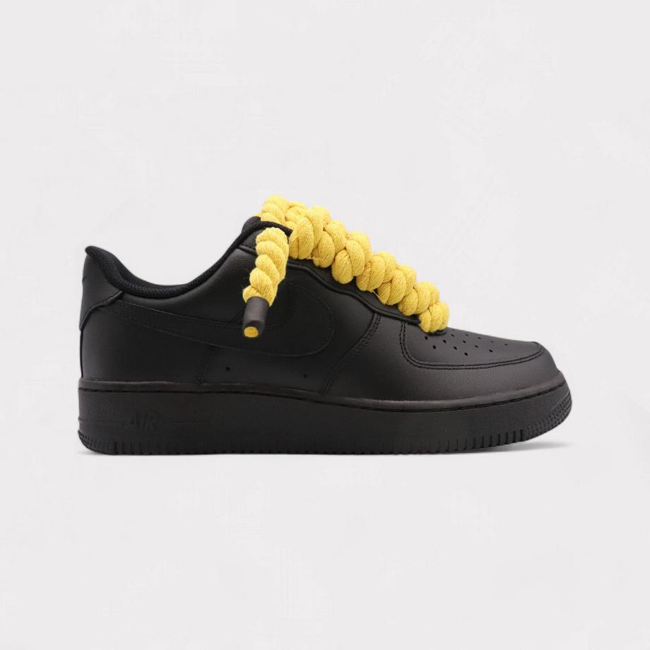 NIKE Air Force 1 Black Rope Lace Sneakers  