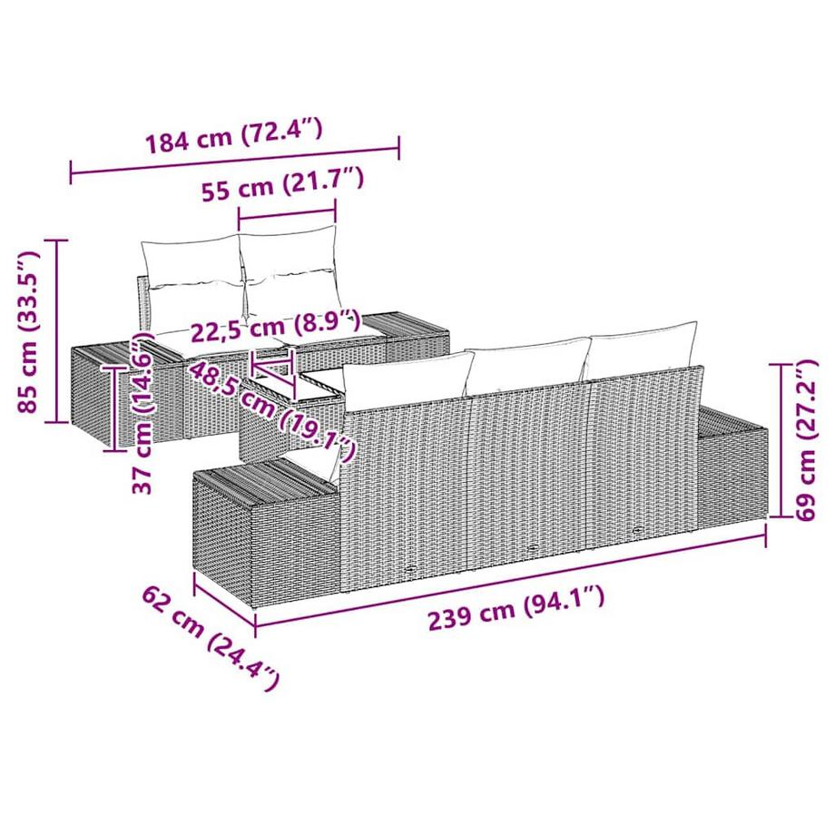 VidaXL Gartensofa-set poly-rattan  