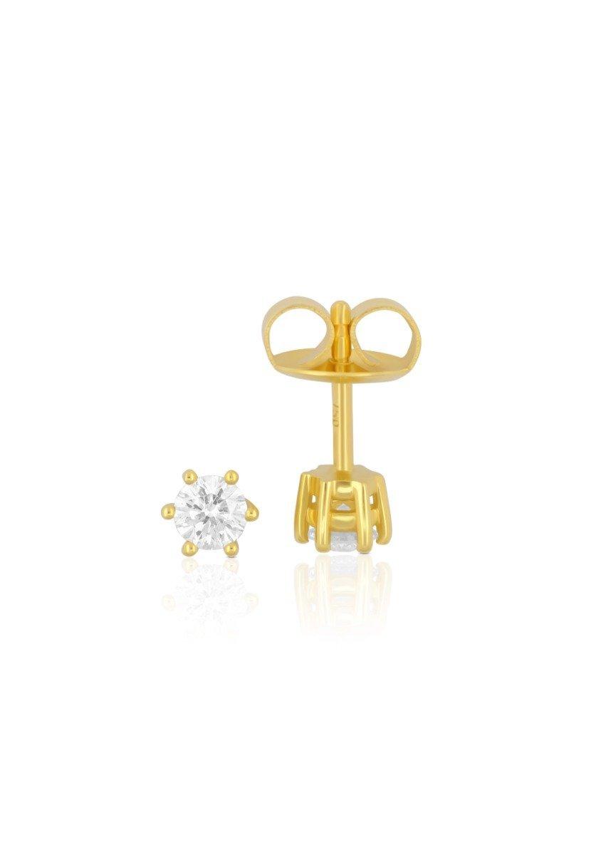 MUAU Schmuck  Clous d'oreilles solitaires 6 poignées en or jaune 750 diamants 0,34ct. 6mm 