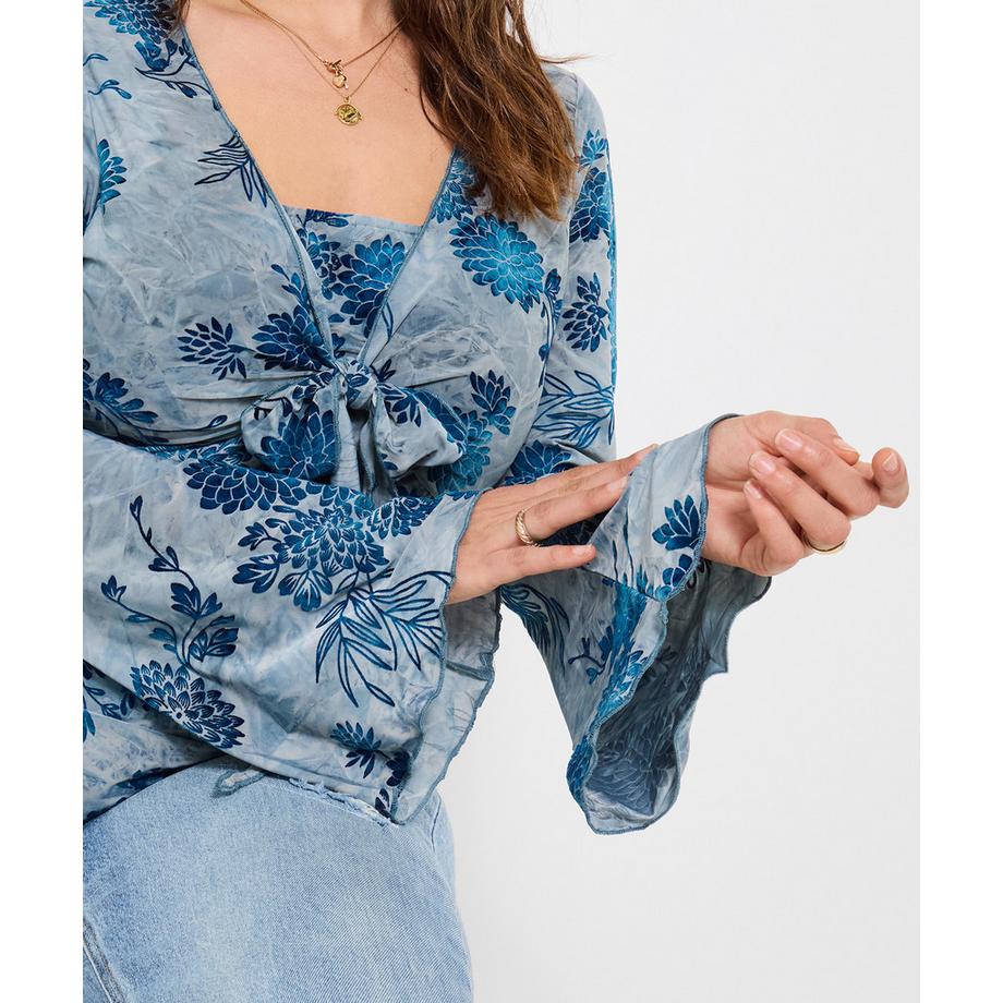 Joe Browns Top Dévoré con Fantasia Floreale e Nodo Frontale  