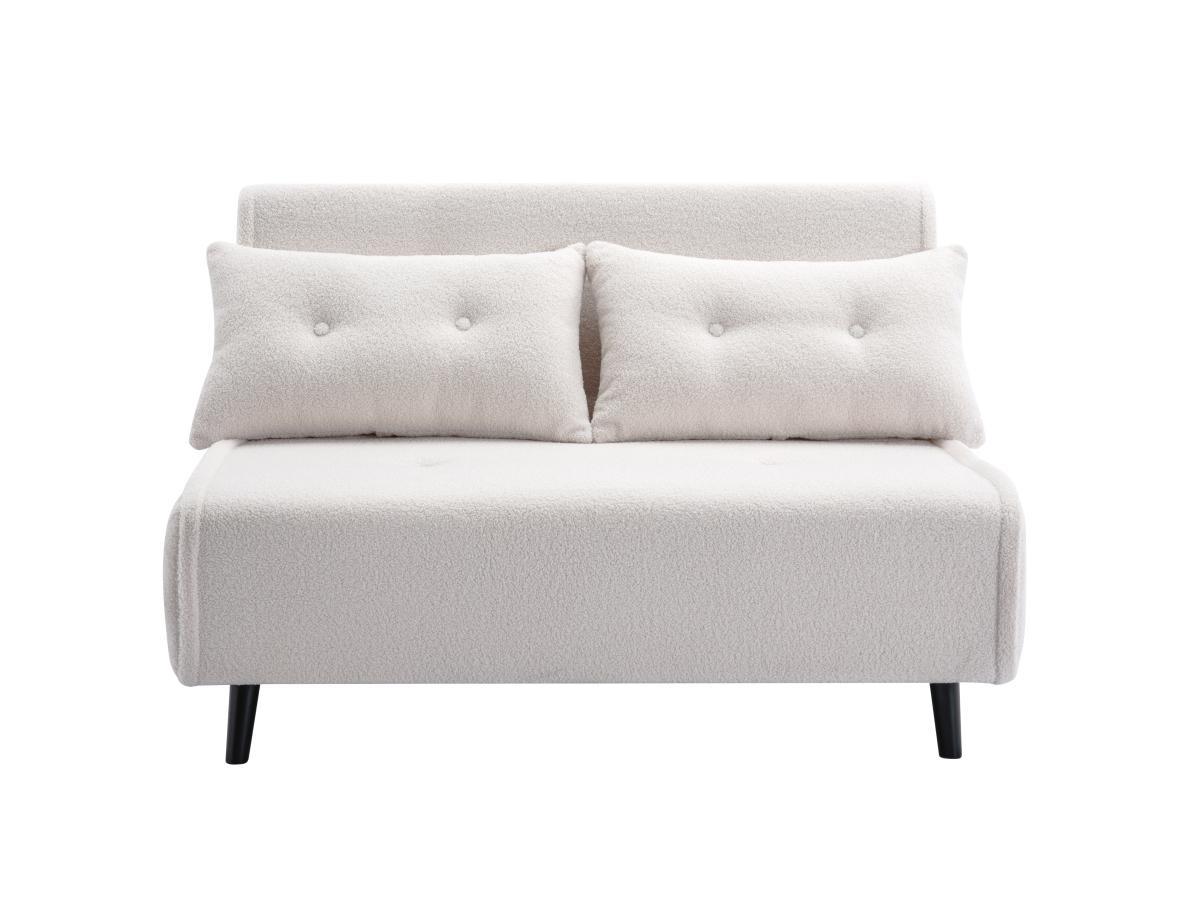 Vente-unique Sofa 2-Sitzer mit Schlaffunktion - Bouclé-Stoff - Elfenbein - URIBIA  