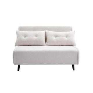 Vente-unique Sofa 2-Sitzer mit Schlaffunktion - Bouclé-Stoff - Elfenbein - URIBIA  