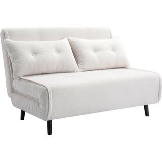 Vente-unique Sofa 2-Sitzer mit Schlaffunktion - Bouclé-Stoff - Elfenbein - URIBIA  