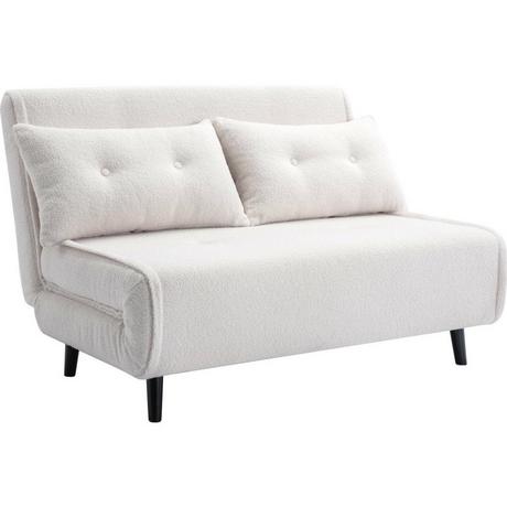 Vente-unique Sofa 2-Sitzer mit Schlaffunktion - Bouclé-Stoff - Elfenbein - URIBIA  