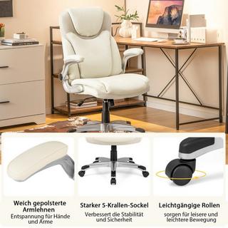 Northix Poltrona direzionale sedia da scrivania girevole in ecopelle con funzione dondolo 72 x 72 x 108-118 cm bianco  