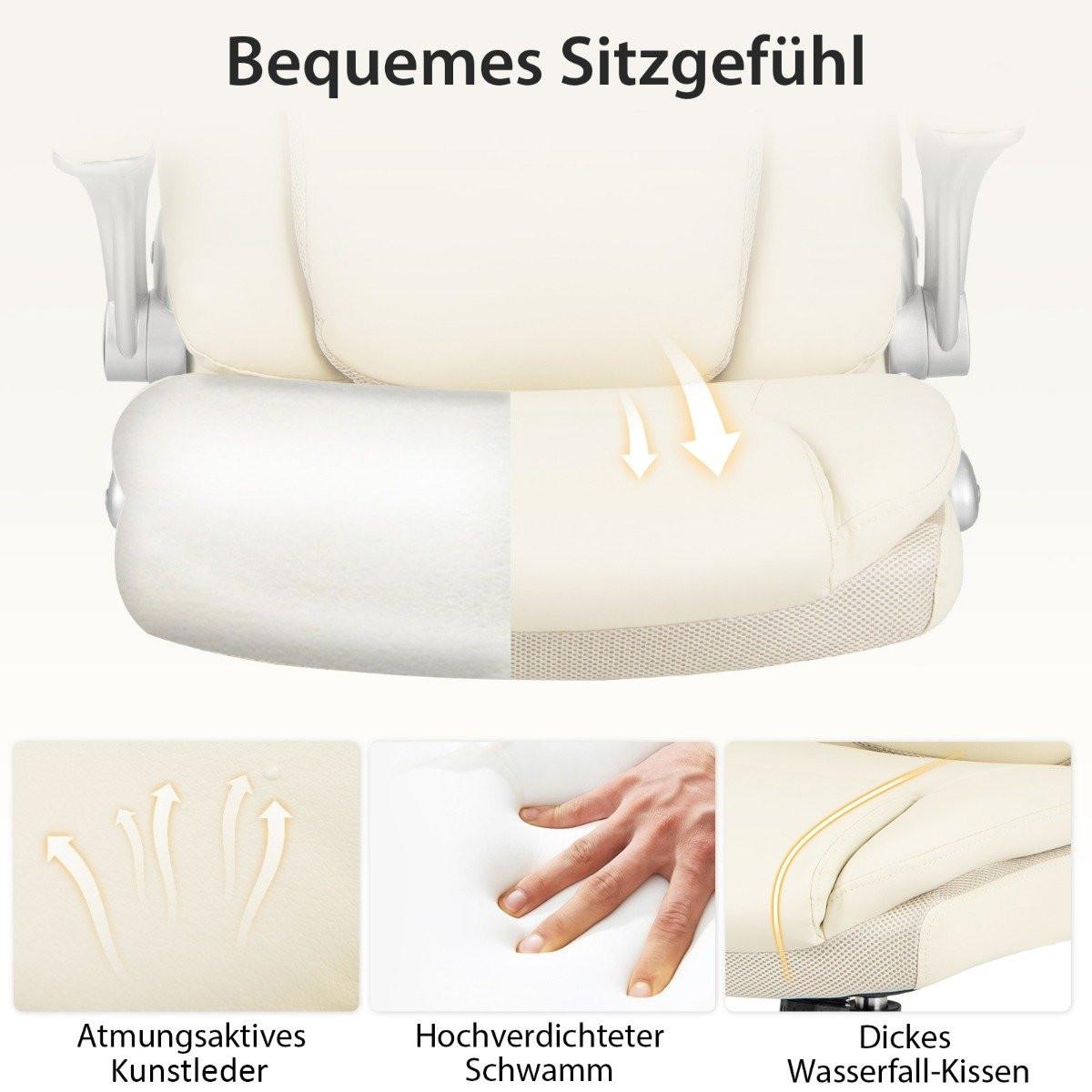 Northix Poltrona direzionale sedia da scrivania girevole in ecopelle con funzione dondolo 72 x 72 x 108-118 cm bianco  