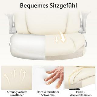 Northix Poltrona direzionale sedia da scrivania girevole in ecopelle con funzione dondolo 72 x 72 x 108-118 cm bianco  