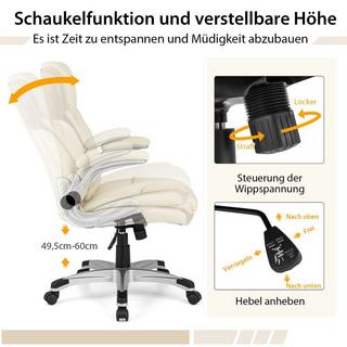 Northix Poltrona direzionale sedia da scrivania girevole in ecopelle con funzione dondolo 72 x 72 x 108-118 cm bianco  
