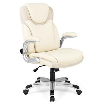 Fauteuil de direction chaise de bureau pivotante en simili cuir avec fonction berçante 72 x 72 x 108-118 cm blanc