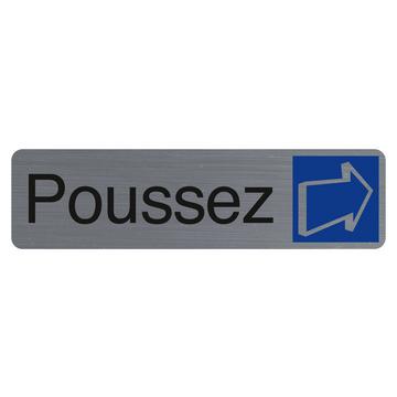 Plaque adhésive imitation aluminium Poussez 16,5X4,4 cm