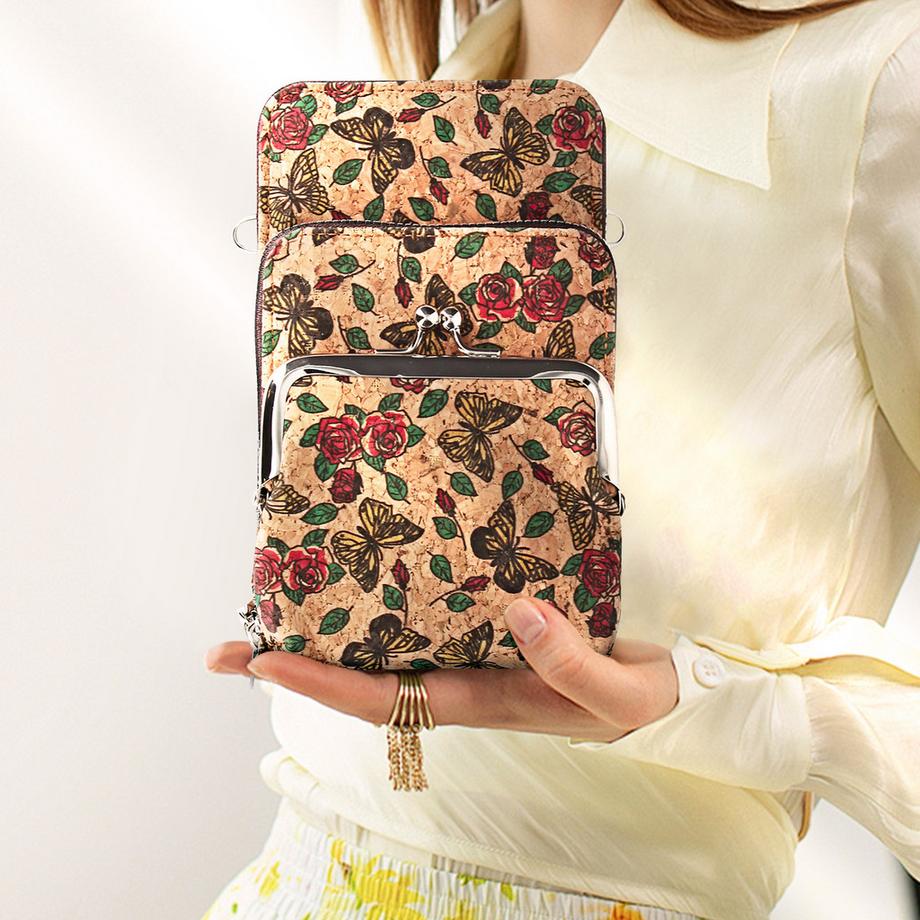 Avizar EcoCork Borsa Telefono in Tessuto di Sughero  