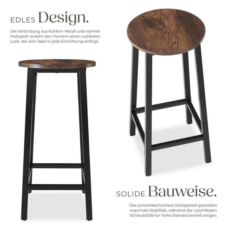 Tectake Lot de 2 tabourets de bar CORBY style industriel  