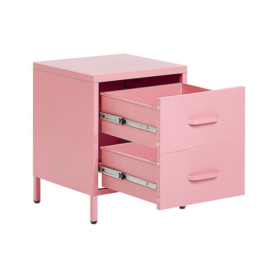 Beliani Nachttisch mit 2 Schubladen aus Stahl Modern MALAVI  