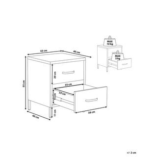 Beliani Comodino 2 cassetti en Acciaio Moderno MALAVI  