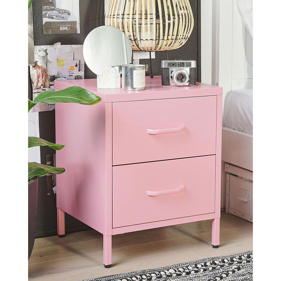 Beliani Nachttisch mit 2 Schubladen aus Stahl Modern MALAVI  