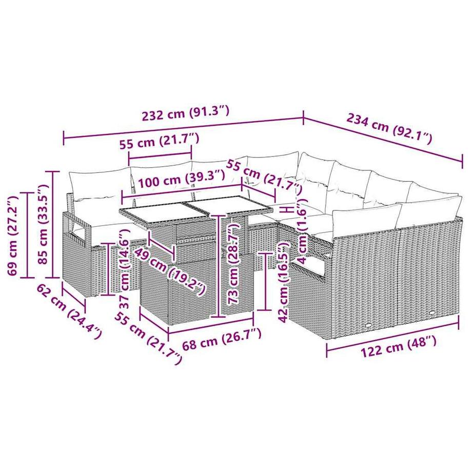 VidaXL Divano da giardino Polyrattan  