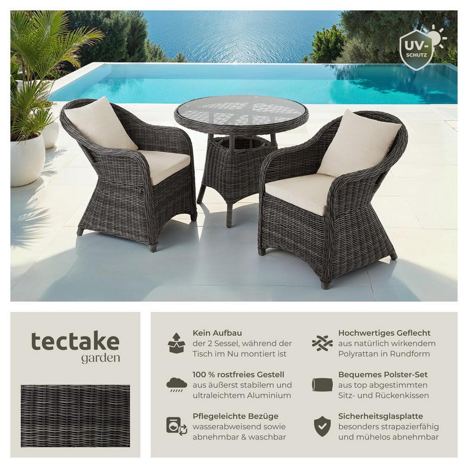 Tectake Ensemble de salon en rotin et aluminium Zürich résistants aux intempéries et aux UV  