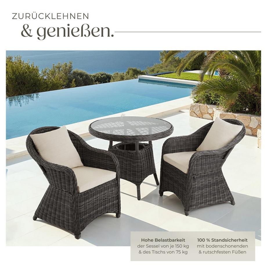 Tectake Ensemble de salon en rotin et aluminium Zürich résistants aux intempéries et aux UV  