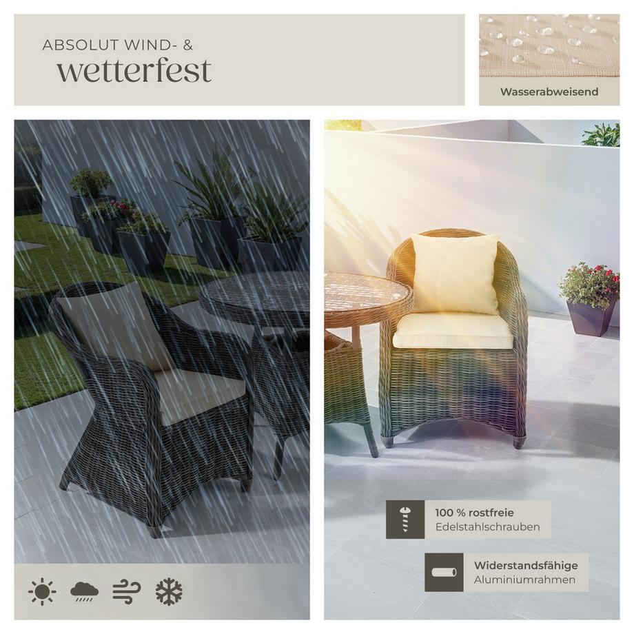 Tectake Ensemble de salon en rotin et aluminium Zürich résistants aux intempéries et aux UV  