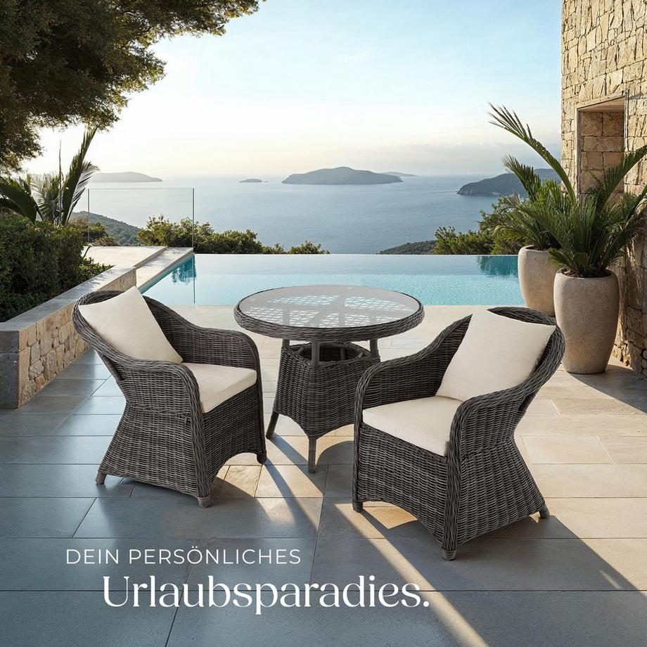 Tectake Ensemble de salon en rotin et aluminium Zürich résistants aux intempéries et aux UV  