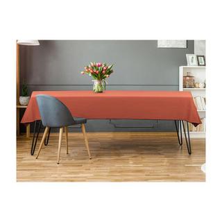 Vente-unique Tischdecke aus Baumwolle & Leinen mitem Rand - 170 x 170 cm - Terracotta - BORINA  