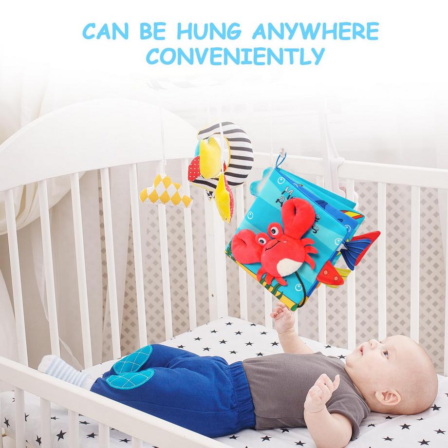 Activity-board  Stoffbuch für Babys, Bilderbuch aus Stoff mit Meerestieren 