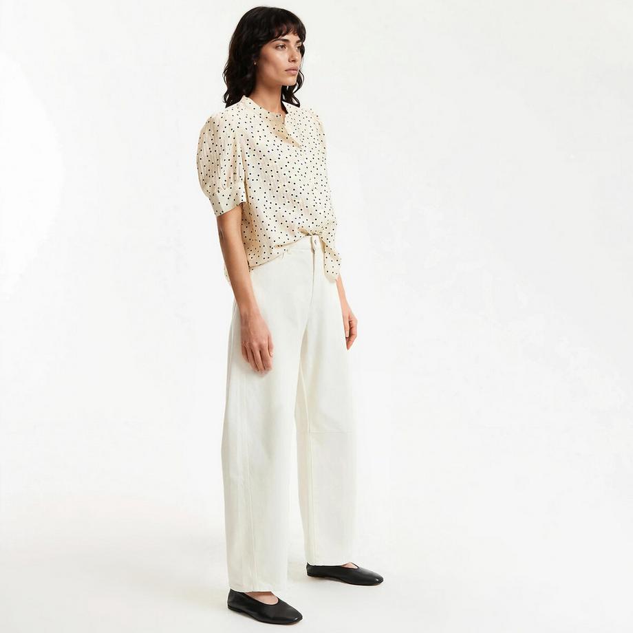 La Redoute Collections Blouse Col Rond Manches Courtes Pois  