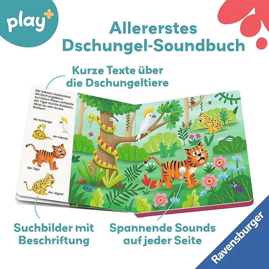 Ravensburger Play+ Mein allererstes Soundbuch: Im Dschungel (Sachen suchen und hören) Höck, Maria; Dynamo Limited (Illustrationen) Gebundene Ausgabe 