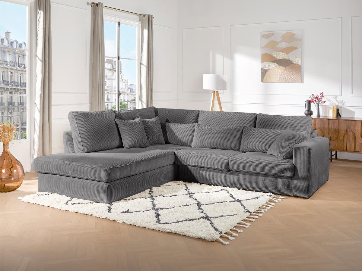 Vente-unique Großes Ecksofa Cord Ecke Links MONDOVI  