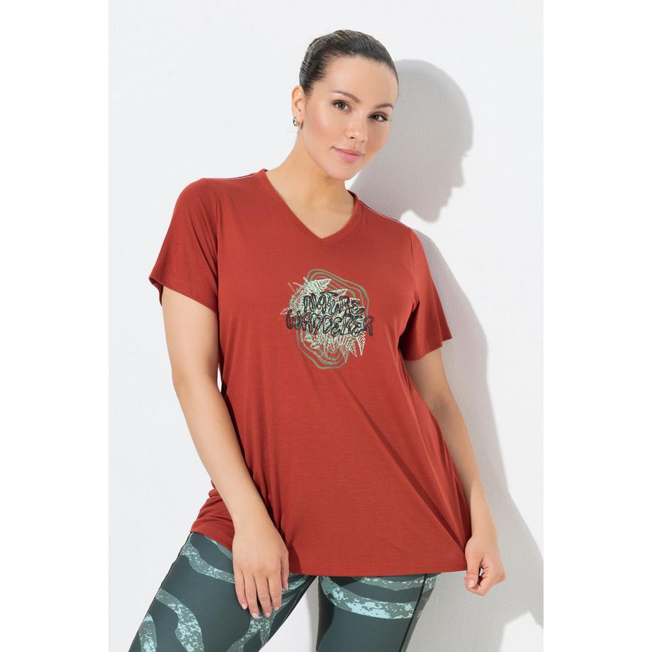 Ulla Popken T-shirt technique antibactérien décolleté en V manches courtes  