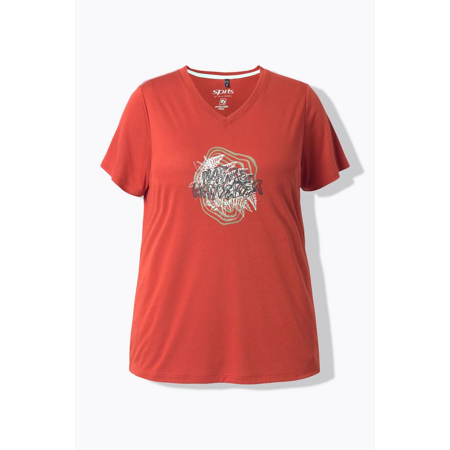 Ulla Popken T-shirt technique antibactérien décolleté en V manches courtes  