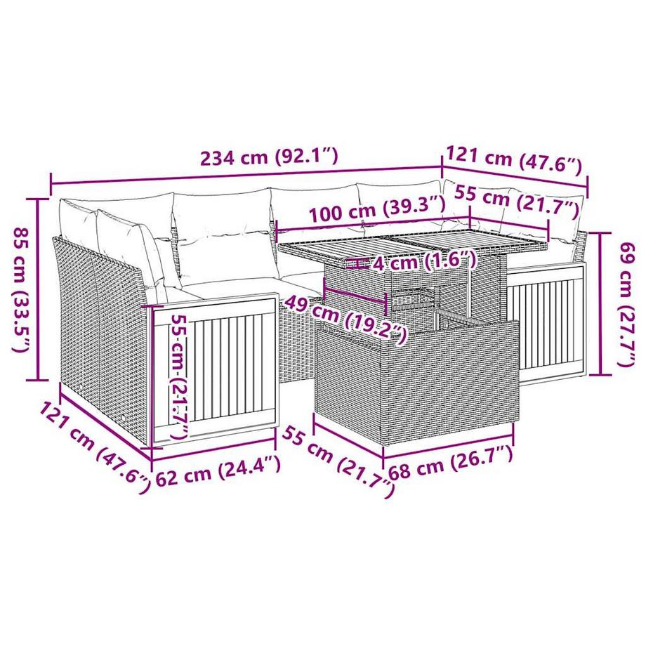 VidaXL Ensemble de canapés de jardin rotin synthétique  