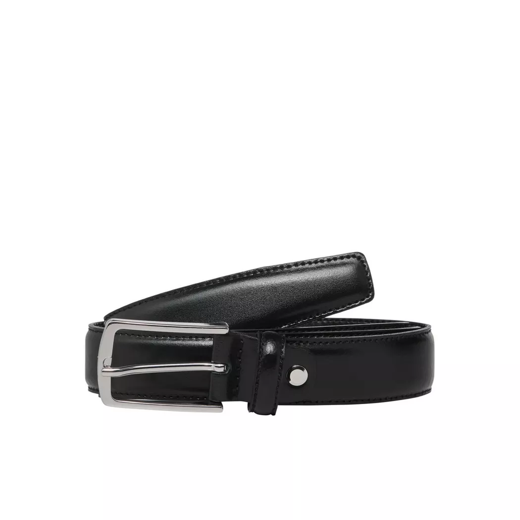 Jack & Jones - Ceinture, Ceinture Classique en Cuir, 105, Noir