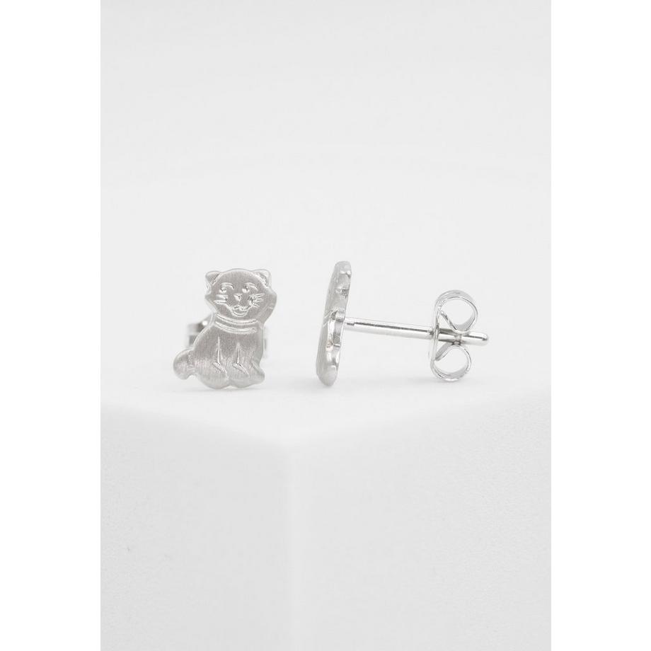 MUAU Schmuck  Clous d'oreilles or blanc 750, 8mm 