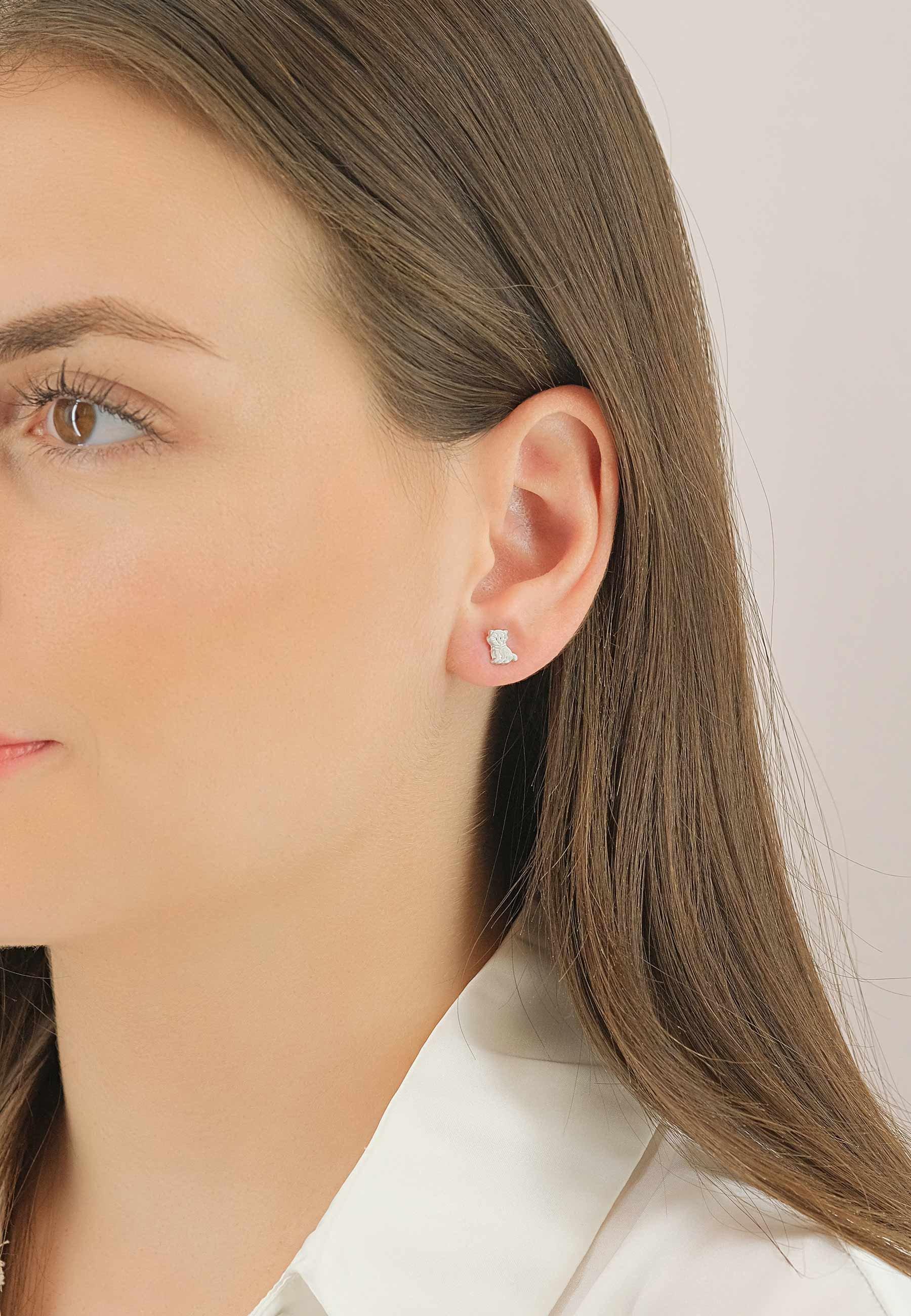 MUAU Schmuck  Ohrstecker Weissgold 750, 8mm 