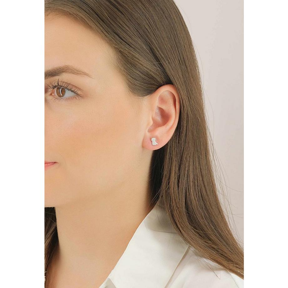 MUAU Schmuck  Clous d'oreilles or blanc 750, 8mm 