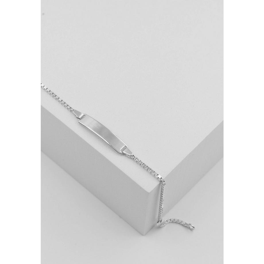 MUAU Schmuck  Bébé Bracelet Venezianer Weissgold 375, 16cm Gravurplatte 1.4cm 
