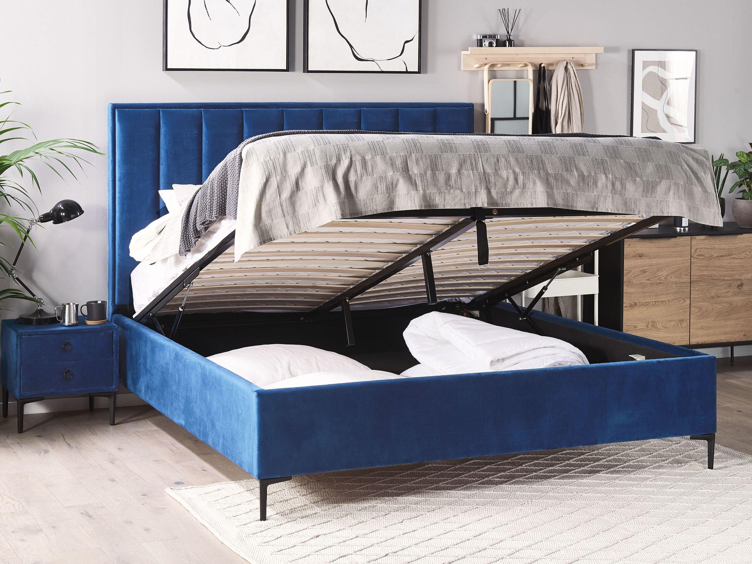 Beliani Bett mit Lattenrost aus Samtstoff Modern SEZANNE  