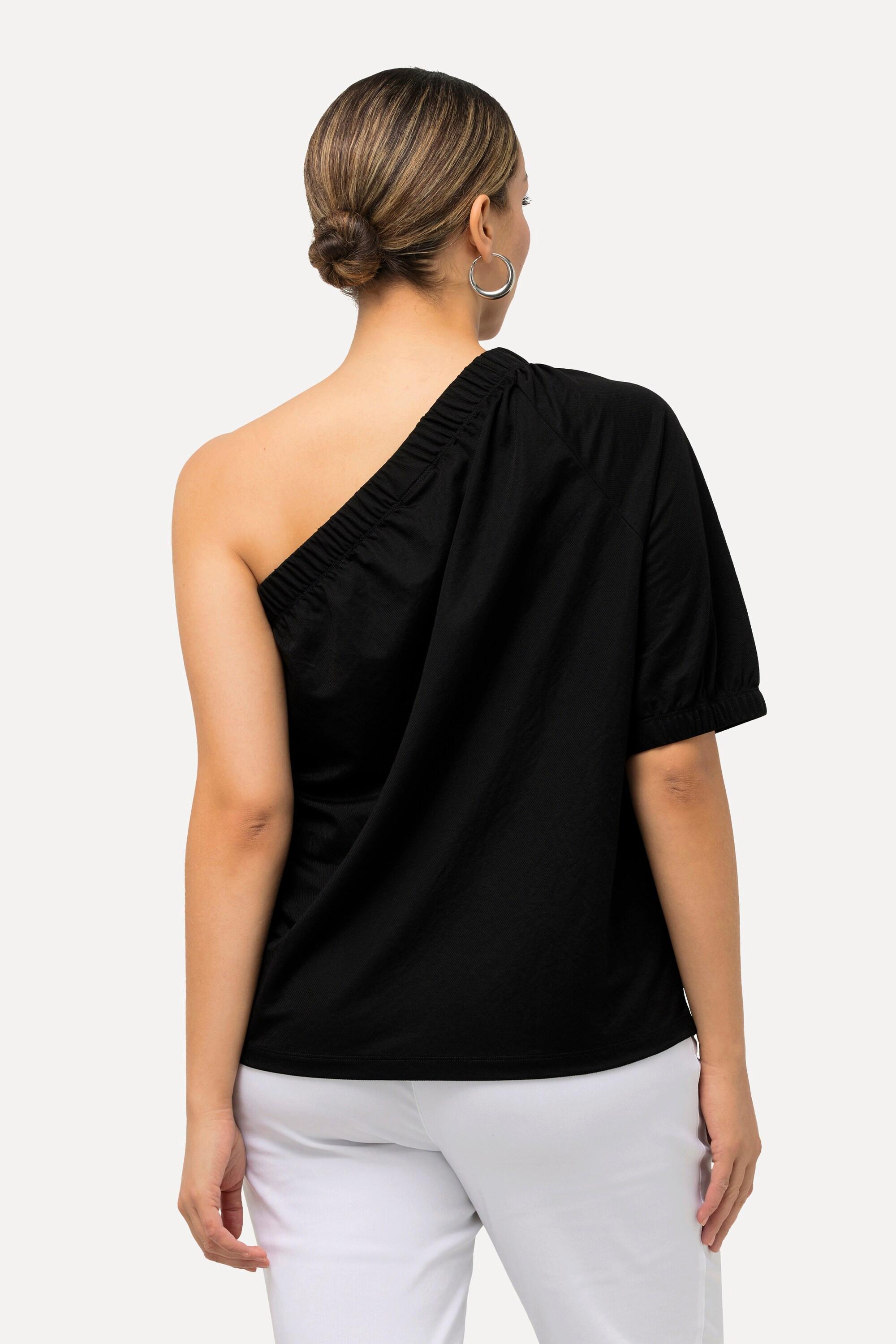 Ulla Popken  One-Shoulder-Bluse, asymmetrischer Ausschnitt, Halbarm 