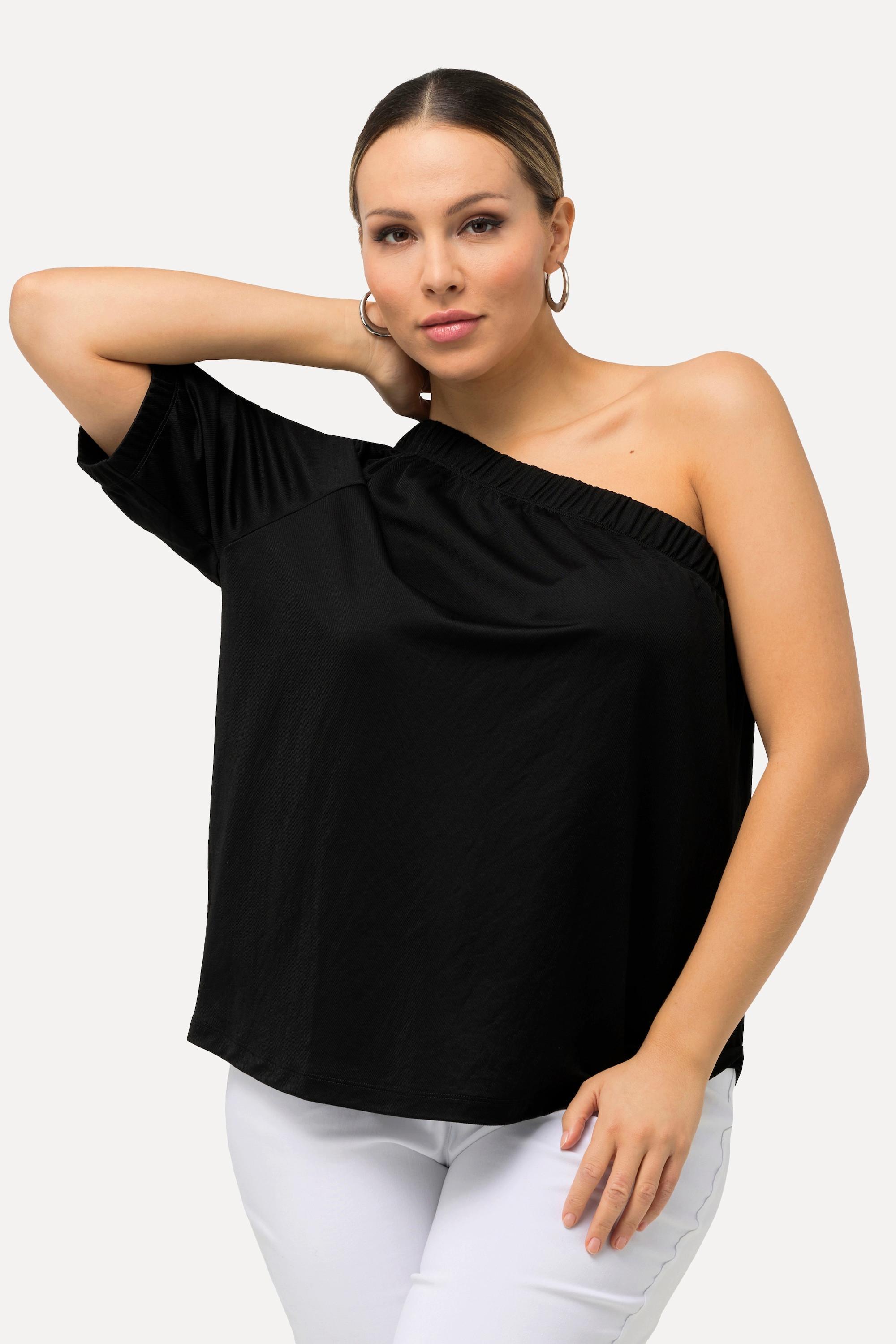 Ulla Popken  One-Shoulder-Bluse, asymmetrischer Ausschnitt, Halbarm 