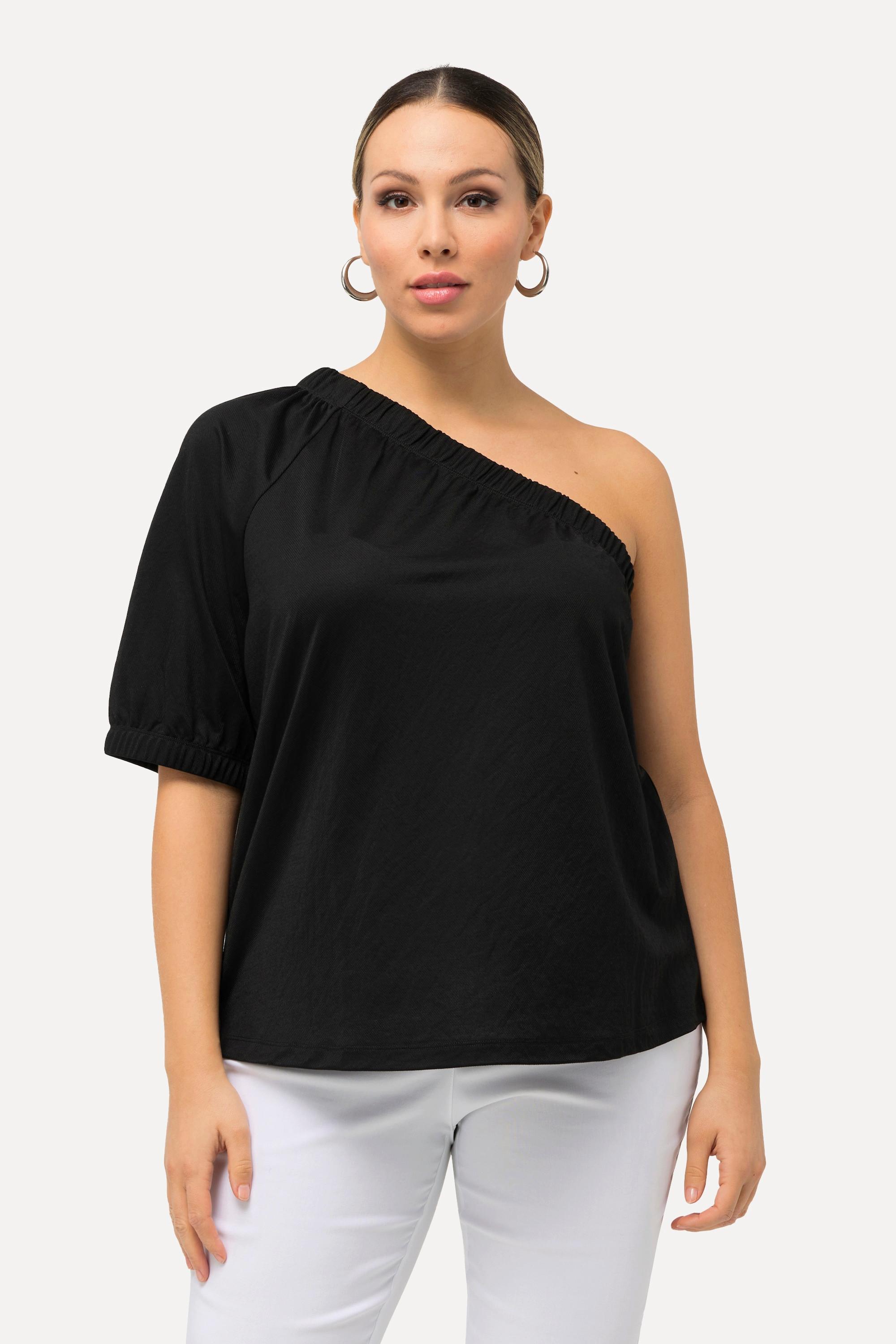 Ulla Popken  One-Shoulder-Bluse, asymmetrischer Ausschnitt, Halbarm 