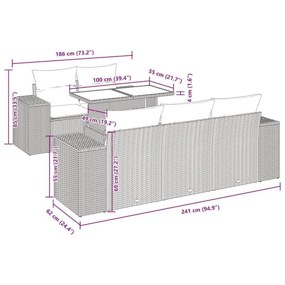 VidaXL Ensemble de canapés de jardin rotin synthétique  