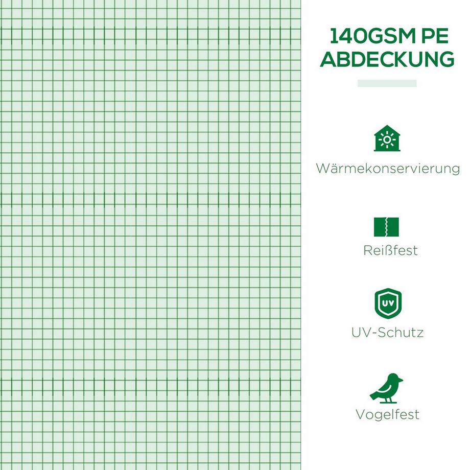 Northio Foliengewächshaus Mini Tunnelgewächshaus Mit Mesh Fenster, Uv-Beständig, Pe Folie, Grün, 300X80X45Cm  