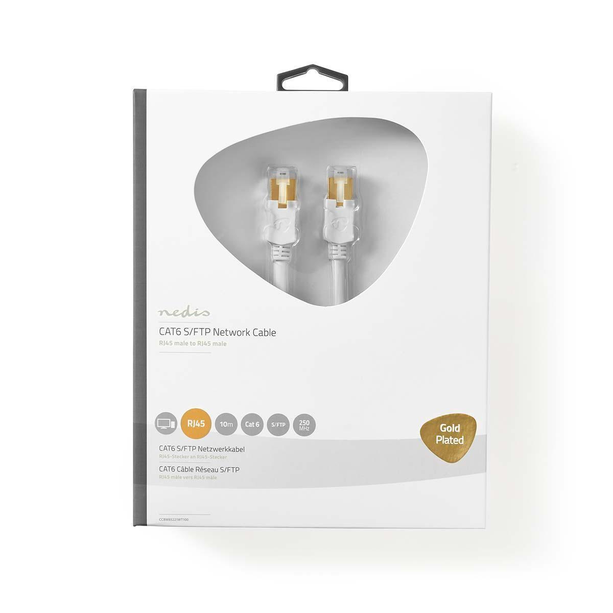 Nedis  Cavo di rete CAT6 | RJ45 maschio | RJ45 maschio | S/FTP | 10,0 m | Rotondo | LSZH / PVC | Bianco | Scatola con finestra 