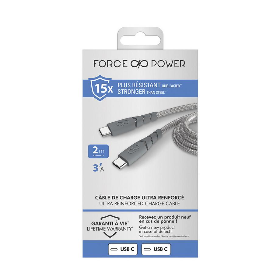 Force Power  USB-Kabel verstärkt USB-C/USB-C 2m 3A 